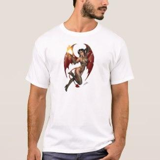 Sexy Devil Girl Pinup with Fire T-Shirt